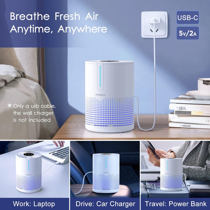 MOOKA M01 Air Purifiers for Bedroom Home 430 Sq.Ft