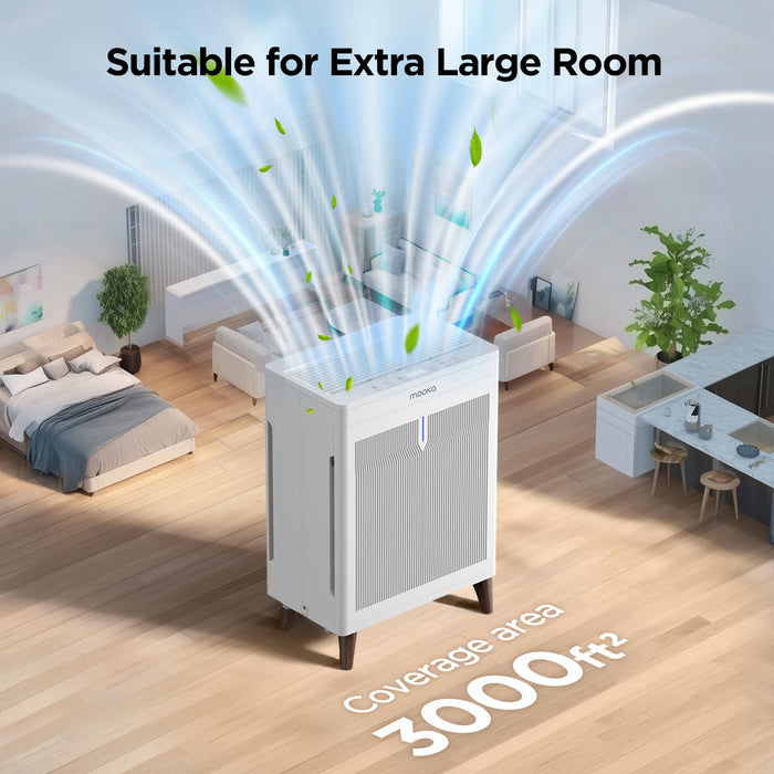 MOOKA HKB320F Double-Sided Air Purifier for Home Extra Large Room Up to 3000 Ft²