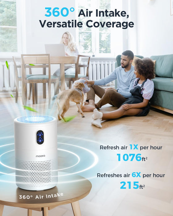 MOOKA B-D02L Air Purifiers for Home Large Room Up to 1076 ft²