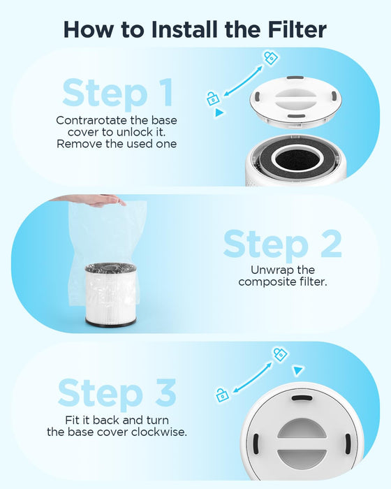 MOOKA B-D02L Air Purifiers for Home Large Room Up to 1076 ft²