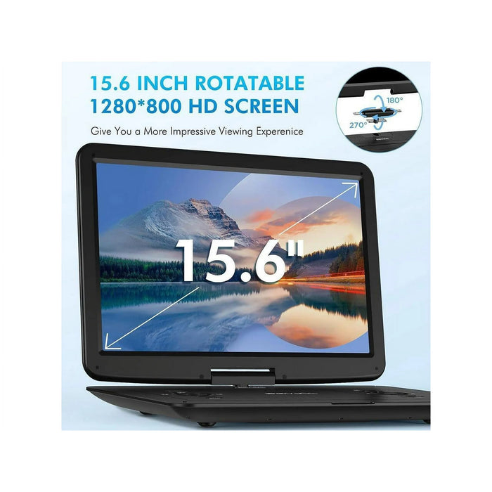 17.9" Portable DVD Player-With 15.6" HD Swivel Screen, Support Multiple DVD CD Formats/USB/SD Card/Sync TV, 6 Hours Rechargeable Battery, Car Charger