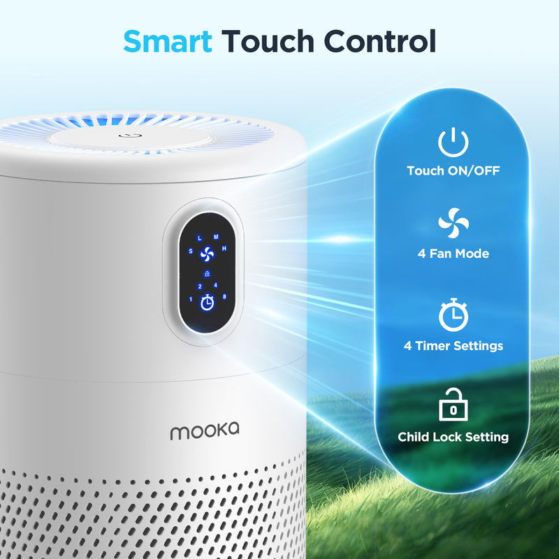 MOOKA B-D02L Air Purifiers for Home Large Room Up to 1076 ft²