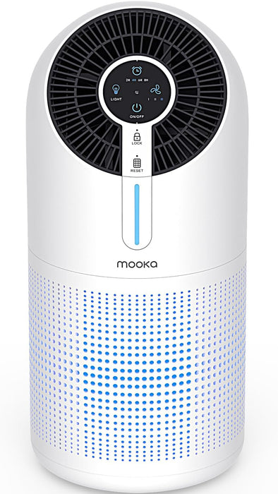 MOOKA Air Purifiers for Home Large Room 1095ft², H13 HEPA Filter Air Cleaner with USB Cable for Pets Smokers Remove Pollen Dust Smoke Dander for Bedroom Office Living Room, M02