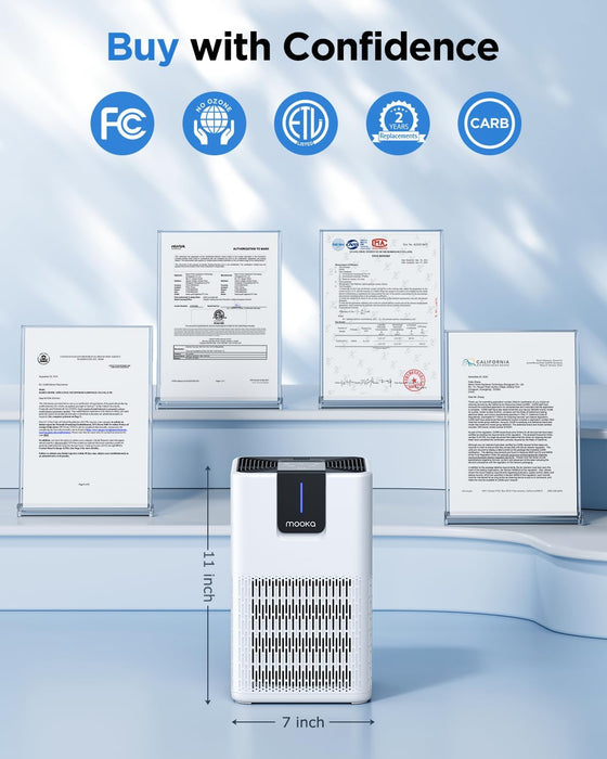 Air Purifiers for Home Large Room Up to 1250 Ft²,MOOKA H13 HEPA Air Purifier for Pets Dust Odor Smoke,Aromatherapy Function,Air Cleaner with 15dB Quiet Sleep Mode for Bedroom Office Living Room