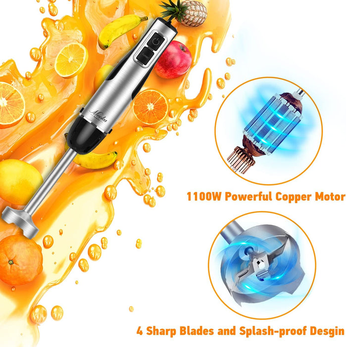 MOOKA Hand Blender, 5-in-1 BM-HB102 1100W Multi-Purpose Immersion Blen