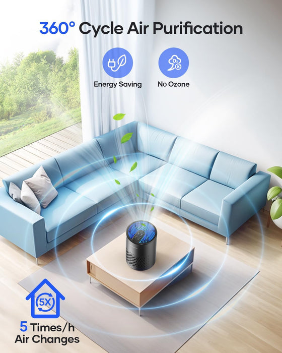 Air Purifiers for Bedroom Home, MOOKA HEPA Air Purifier for Home Pets with Fragrance Sponge for Smoke Dust Pollen Dander Odor, Small Air Cleaner with Sleep Mode Night Light Timer, KJ067L