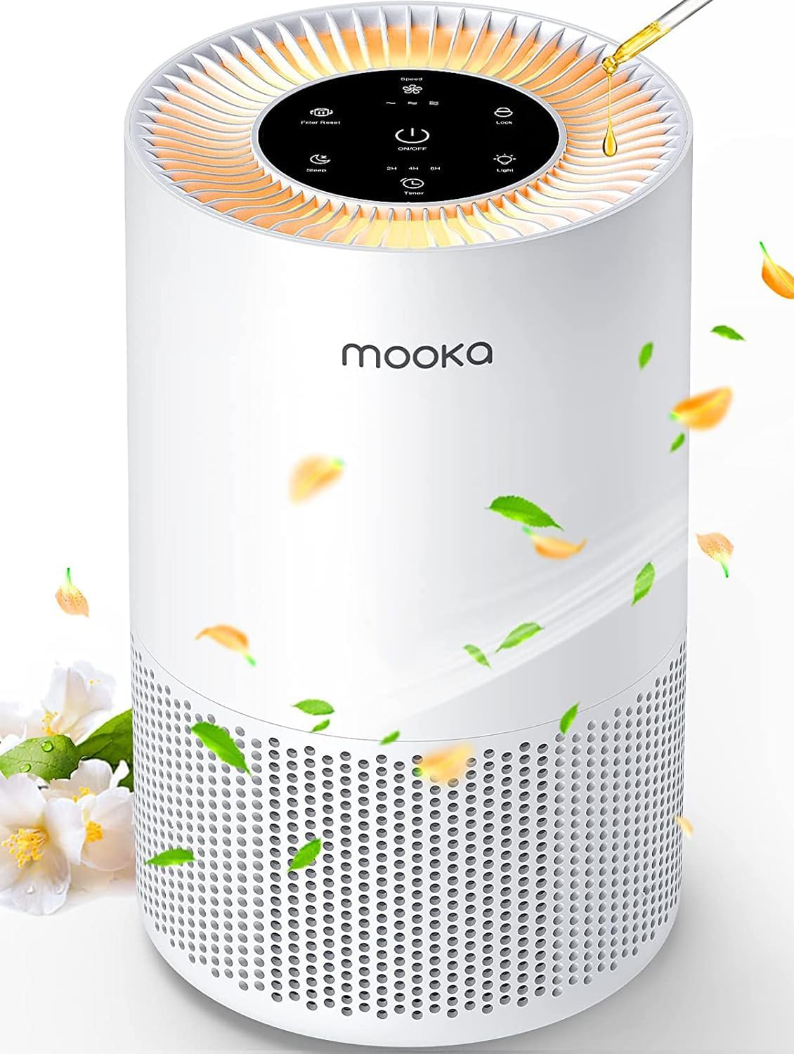 MOOKA high quality True HEPA 360° Home Air Purifier for Large Room Up to 323ft²