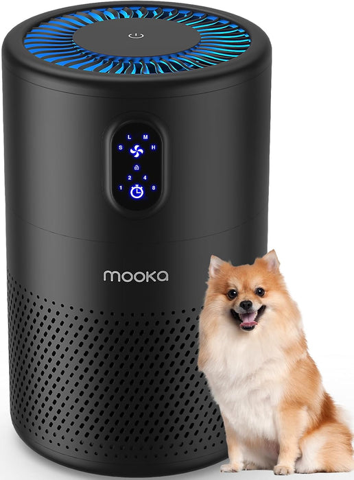 MOOKA Air Purifiers for Home Large Room up to 1076 ft², H13 True HEPA Air Filter Cleaner, Odor Eliminator, Remove Smoke Dust Pollen Pet Dander, Night Light(Available for California)