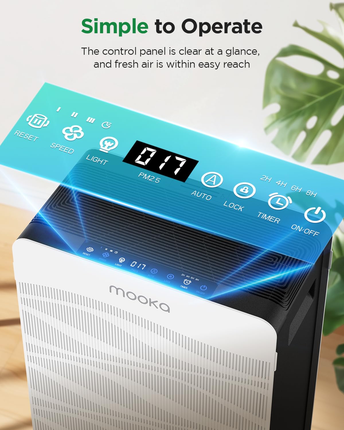 MOOKA C300 Double-Sided Air Purifier | 2,800 Sq Ft