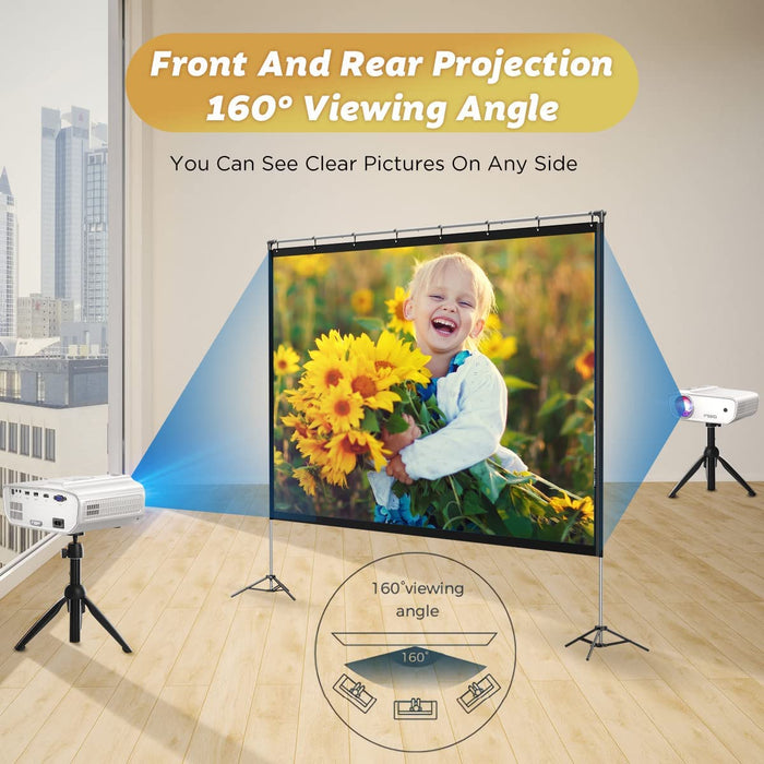 Projector Screen and Stand, 100 inch Outdoor Movie Screen TV with Dual Tripods